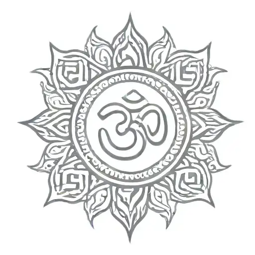 A Sun With Om Symbol Intertwined