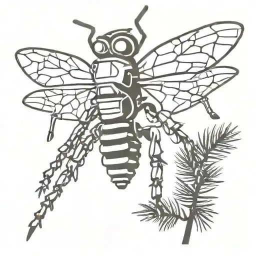 Robot Dragonfly Landing On Pinecone