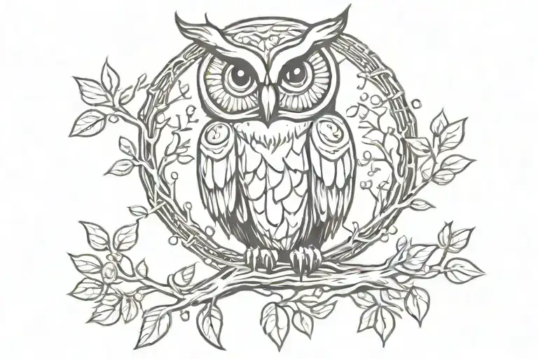 Owl In Tree Of Life