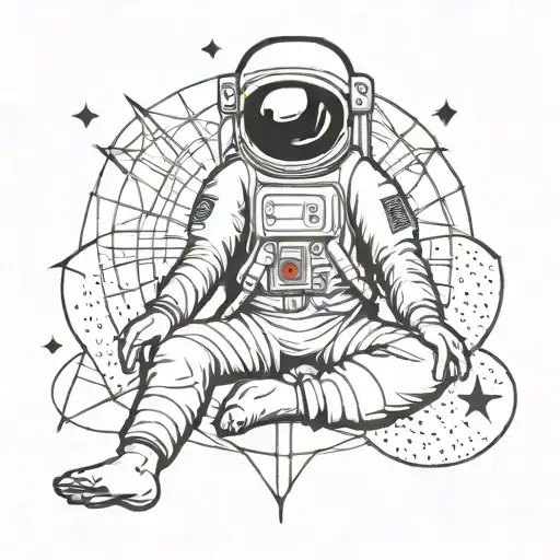 Tattoo Of Astronaut Doing Yoga In Lotus Position With Universe Background