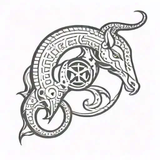 Capricorn Symbol With Pisces Fish