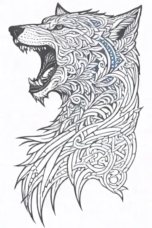 A Blue Sapphire Gemstone With Intricate Wolf Carvings Symbolizing Trust And Loyalty