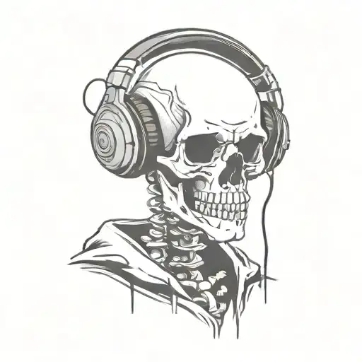 A Skeleton Wearing Headphones