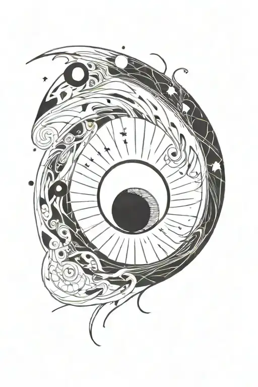 Black Hole With The Sun And Moon