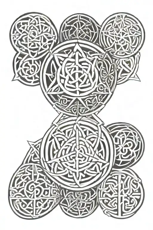 Circle Full Of Celtic Signs With A Small Triangle In The Center