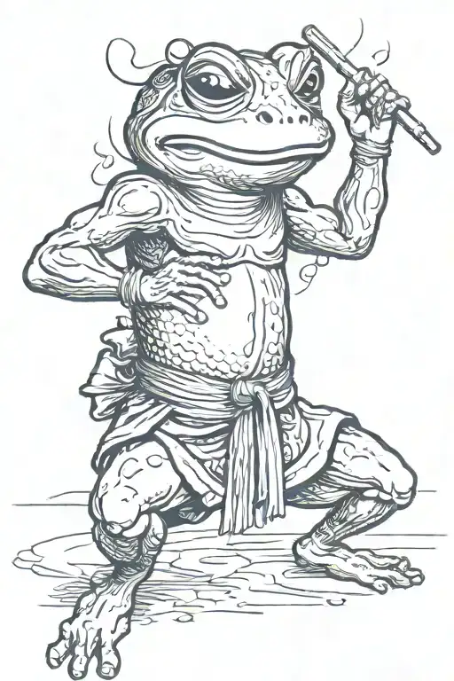 Traditional Japanese Frog Doing Muay Thai