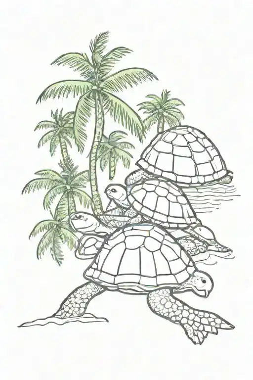 Coconut Tree And Turtle
