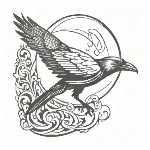 Nordic Mythology Design With A Crow In The Middle