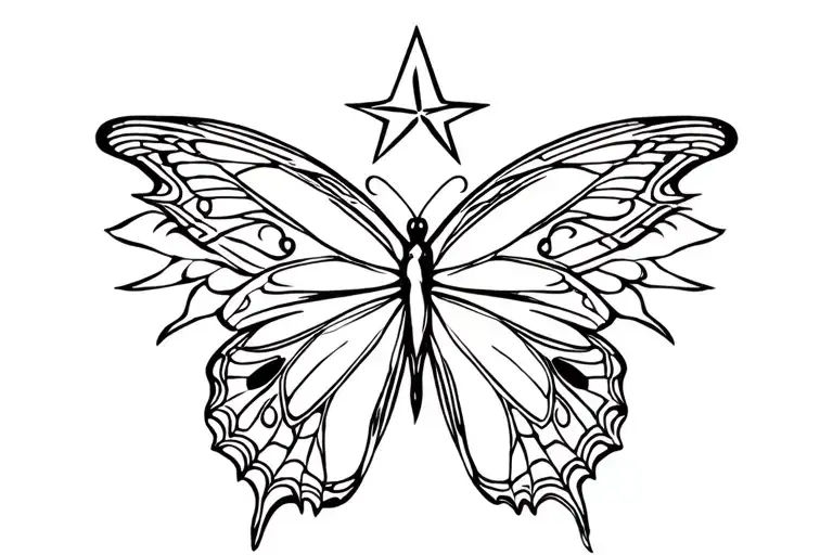 Butterfly Design And Star And Sky And Powerful