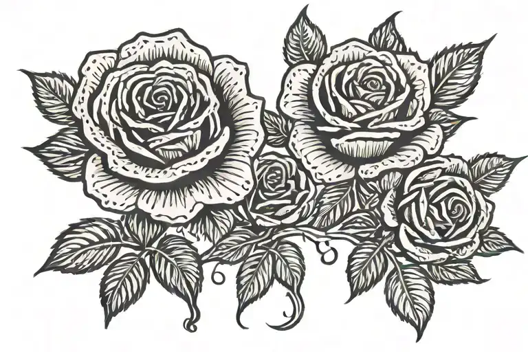 Two Roses Side By Side With Leaves And Thorns