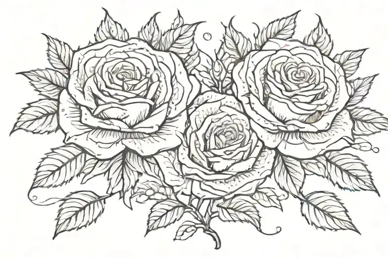 Two Roses Side By Side With Leaves And Thorns