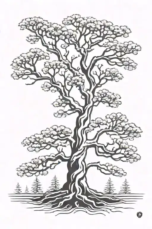 Fake Plastic Pine Tree Growing Intertwined