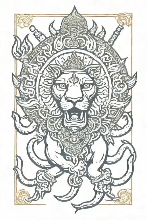 Trishul Trident With A Ma Pa Lion Face