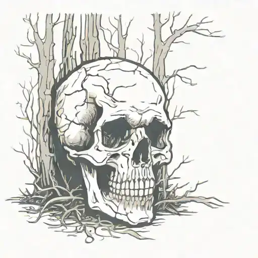 Skull Fading Into Woods