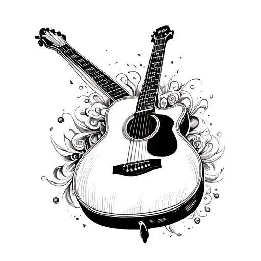 Fine Line Acoustic Guitar Outline