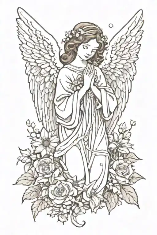 Angel W Flowers Wrapped And Surrounding Them