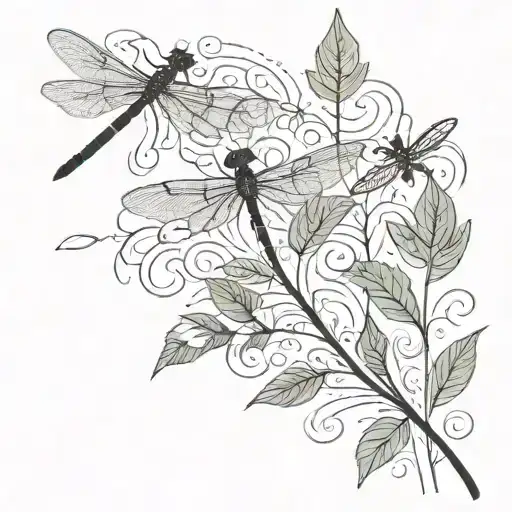 Leaves And Smoke With Dragonfly