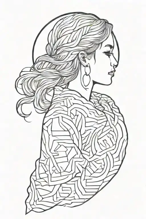 Girl Looking At The Moon