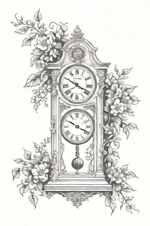 Grandfather Clock Surrounded By Vines And Flowers