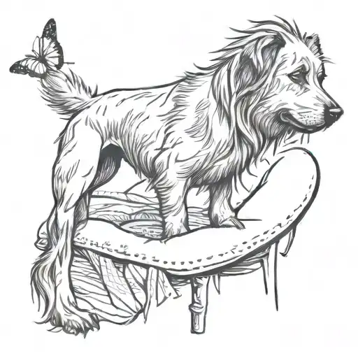 A Sketch Tattoo Of A Person Massaging A Hairy Dog To Represent Your Passion For Massaging And Dogs
