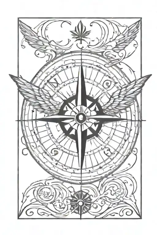 Compass Covered With Wings