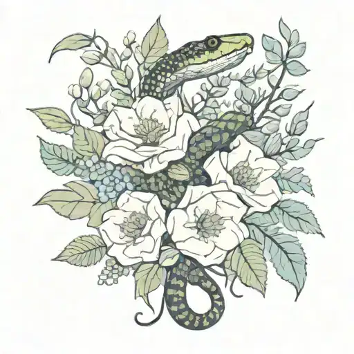 Snake And Flower Bouquet