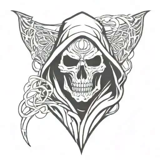 Grimm Reaper Head Tattoo Holding