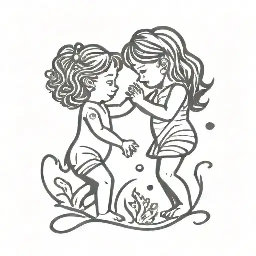 Little Leo Girl And Little Aquarius Girl Playing Together