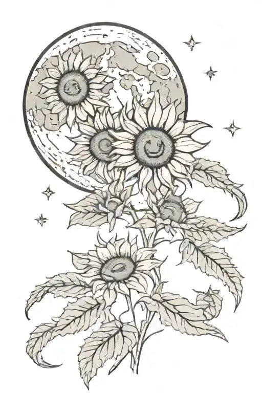 Moon And Sunflowers