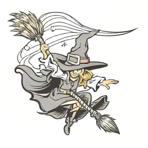 Witch Hat Broom Stick Flying
