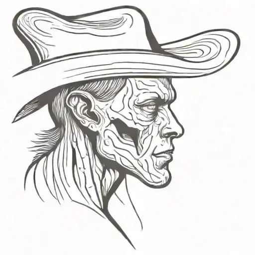 Alien Cowboy Head Profile Holding