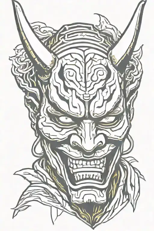 Hannya Mask In A Graffiti And Sketch Style