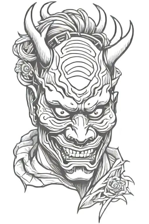 Traditional Hannya Mask In A Graffiti And Sketch Style