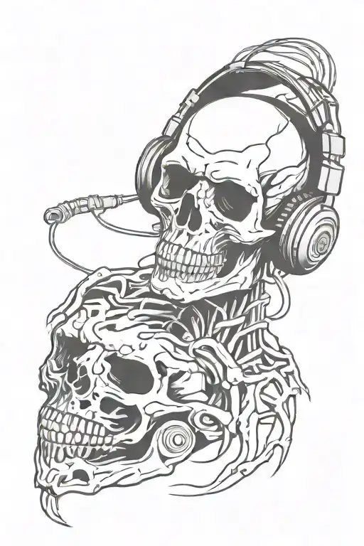 Skull Wearing Headphones