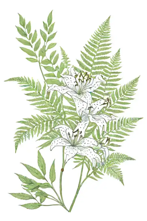 Lily And Fern Leaf