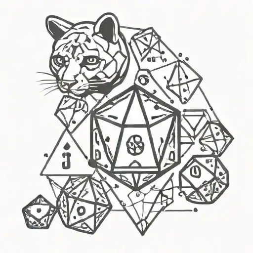 Paw Print With Dungeons And Dragons D20 Dice