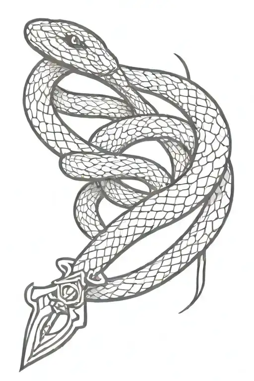 Snake On A Sword For The Back