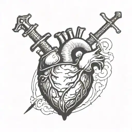 Human Heart Organ Pierced By A Sword
