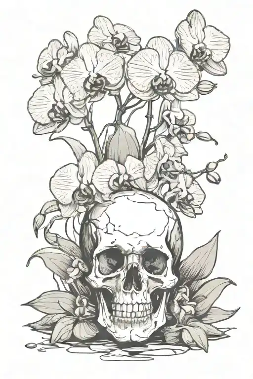 Orchids And Skull