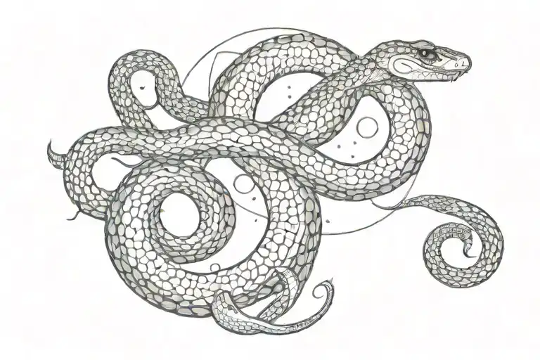 Moon Phases And Snake Intertwined