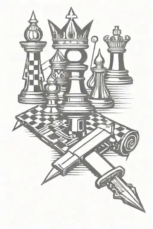 Mafia Knife With Kings Chess Piece