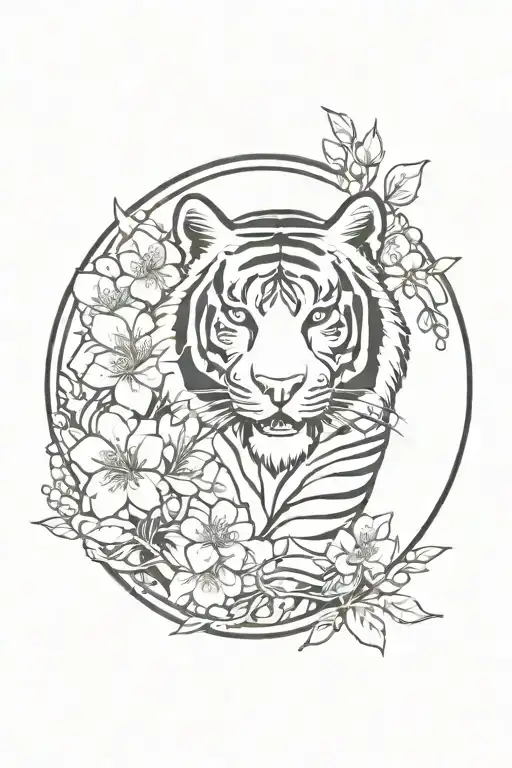 Sun And Moon Cherry Blossom Tiger