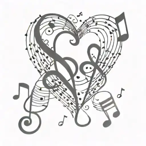 Treble Clef And Bass Clef Heart Surrounded By Music Notes