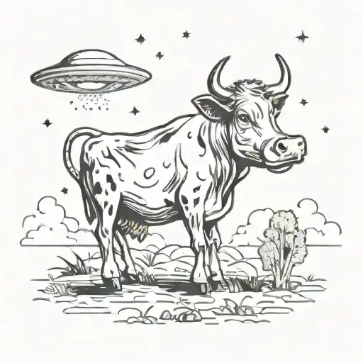 A Cow Getting Abducted By A Ufo