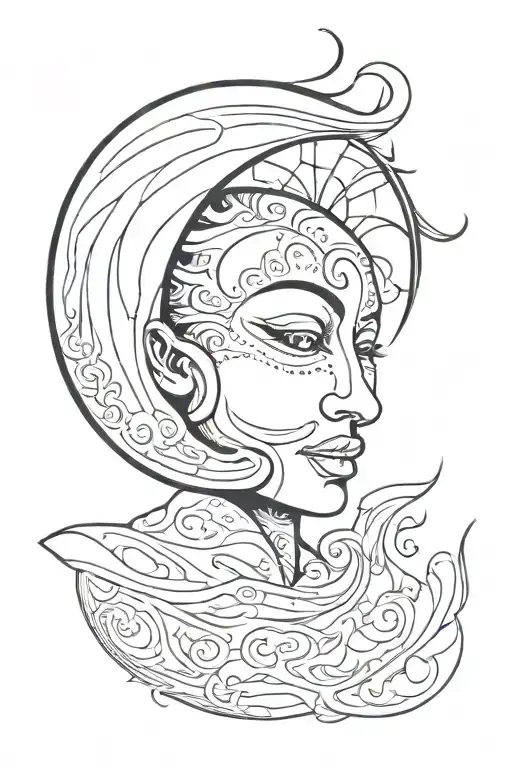 Crescent Moon With Face Inside