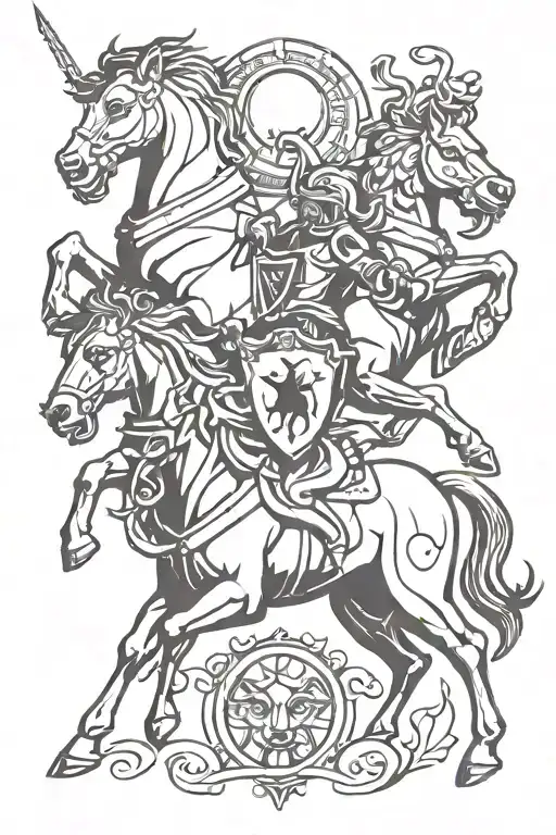 Spain Knight Horse Bull And Lion