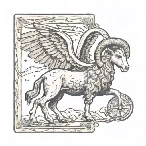 Tarot Card With Winged Ram