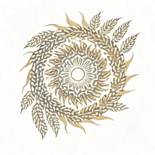 A Sun Made Out Of Woven Wheat Into A Circle