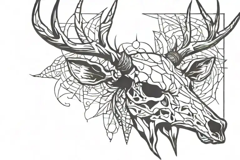 Head Deer Skull In The Middle