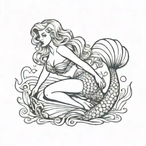 Mermaid Pinup Topless